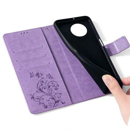 For Xiaomi Redmi A3/Poco C61 Case Card Slots Cover Butterfly Flower PU Leather Stand Phone Shell with Strap