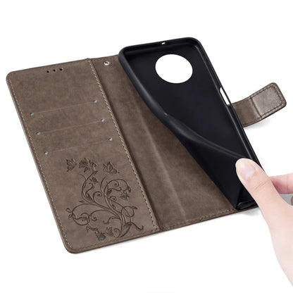 For Xiaomi Redmi A3/Poco C61 Case Card Slots Cover Butterfly Flower PU Leather Stand Phone Shell with Strap