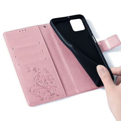 For Xiaomi Redmi Note 13 4G Anti-Scratch Phone Cover PU Leather Case Imprinted Butterfly Floral Stand Phone Shell