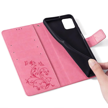For Xiaomi Redmi Note 13 4G Anti-Scratch Phone Cover PU Leather Case Imprinted Butterfly Floral Stand Phone Shell