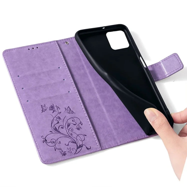 For Xiaomi Redmi Note 13 4G Anti-Scratch Phone Cover PU Leather Case Imprinted Butterfly Floral Stand Phone Shell