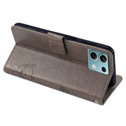 For Xiaomi Redmi Note 13 4G Anti-Scratch Phone Cover PU Leather Case Imprinted Butterfly Floral Stand Phone Shell