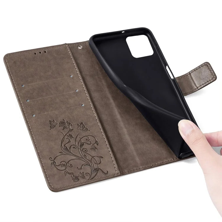For Xiaomi Redmi Note 13 4G Anti-Scratch Phone Cover PU Leather Case Imprinted Butterfly Floral Stand Phone Shell