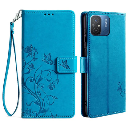 For Xiaomi Redmi 12C 4G Case Folio Flip Butterfly Flower PU Leather Phone Cover