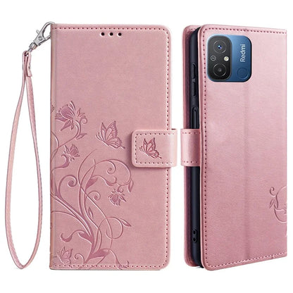 For Xiaomi Redmi 12C 4G Case Folio Flip Butterfly Flower PU Leather Phone Cover