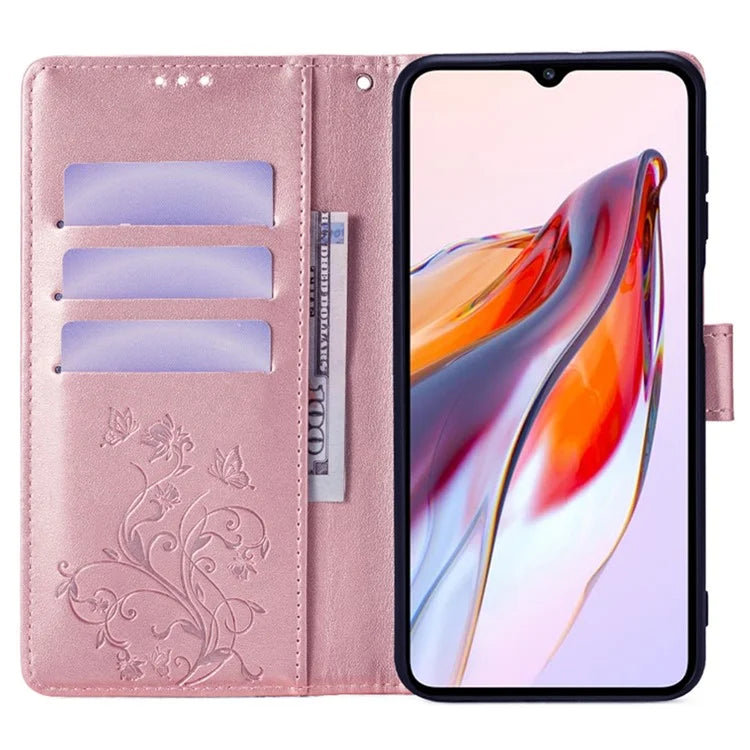 For Xiaomi Redmi 12C 4G Case Folio Flip Butterfly Flower PU Leather Phone Cover