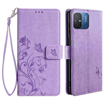 For Xiaomi Redmi 12C 4G Case Folio Flip Butterfly Flower PU Leather Phone Cover