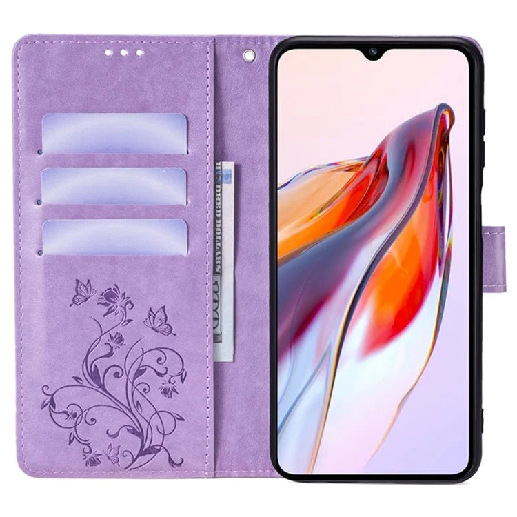 For Xiaomi Redmi 12C 4G Case Folio Flip Butterfly Flower PU Leather Phone Cover