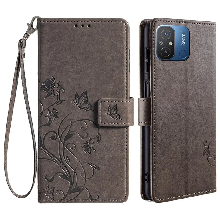 For Xiaomi Redmi 12C 4G Case Folio Flip Butterfly Flower PU Leather Phone Cover