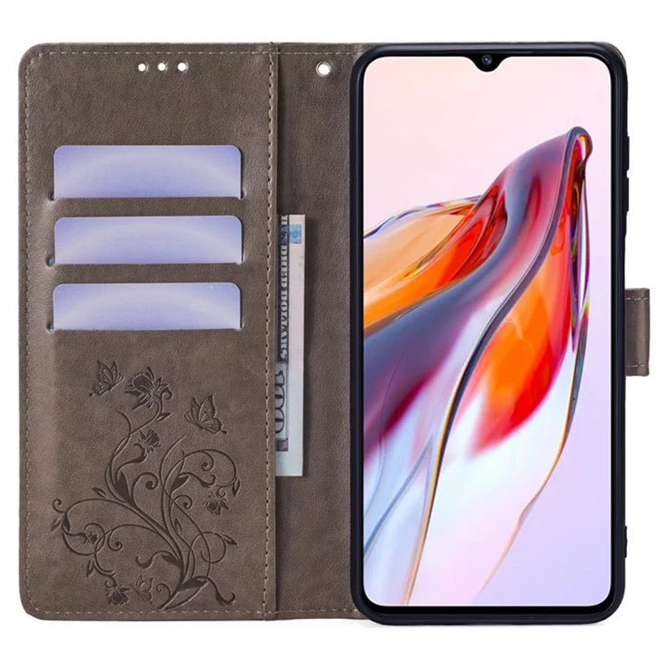 For Xiaomi Redmi 12C 4G Case Folio Flip Butterfly Flower PU Leather Phone Cover