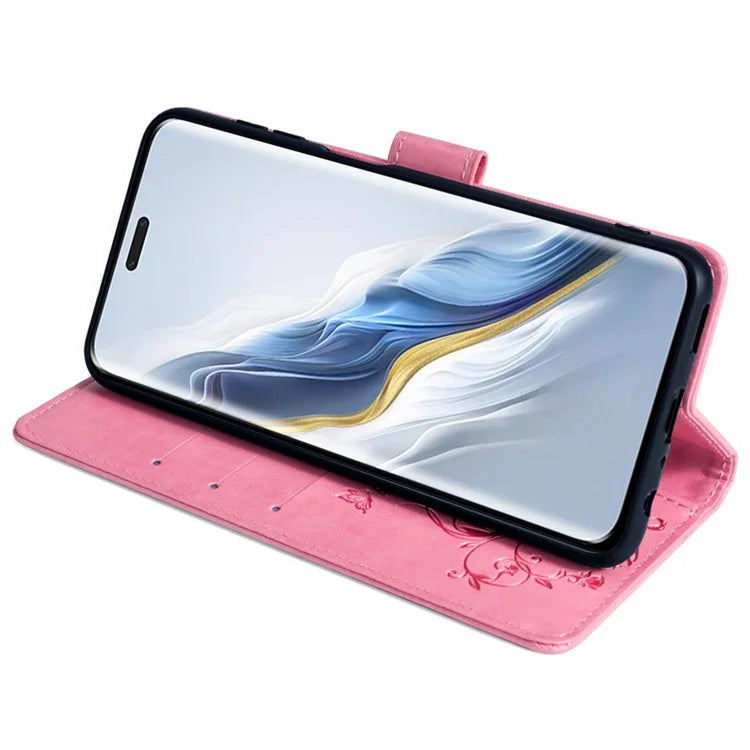 For Honor Magic6 Pro 5G Wallet Case Butterfly Flower Pattern PU Leather Stand Phone Cover