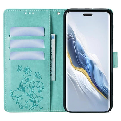 For Honor Magic6 Pro 5G Wallet Case Butterfly Flower Pattern PU Leather Stand Phone Cover