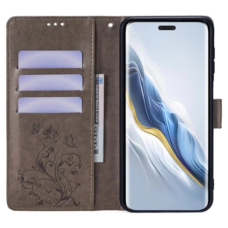 For Honor Magic6 Pro 5G Wallet Case Butterfly Flower Pattern PU Leather Stand Phone Cover