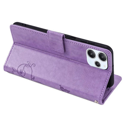 For Xiaomi Redmi 12 4G Leather Case Wholesale Butterfly Flower Card Slots Phone Cover with Wrist Strap