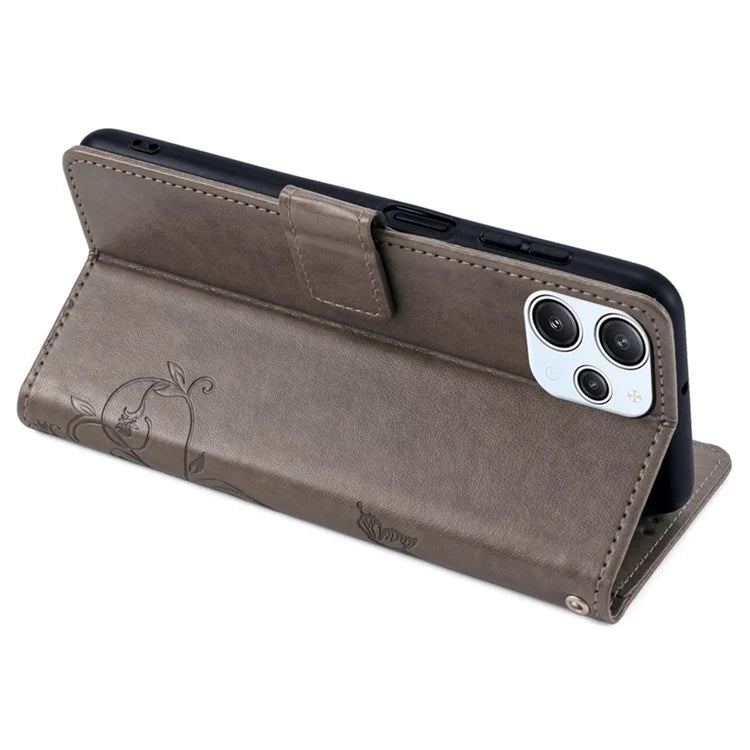 For Xiaomi Redmi 12 4G Leather Case Wholesale Butterfly Flower Card Slots Phone Cover with Wrist Strap