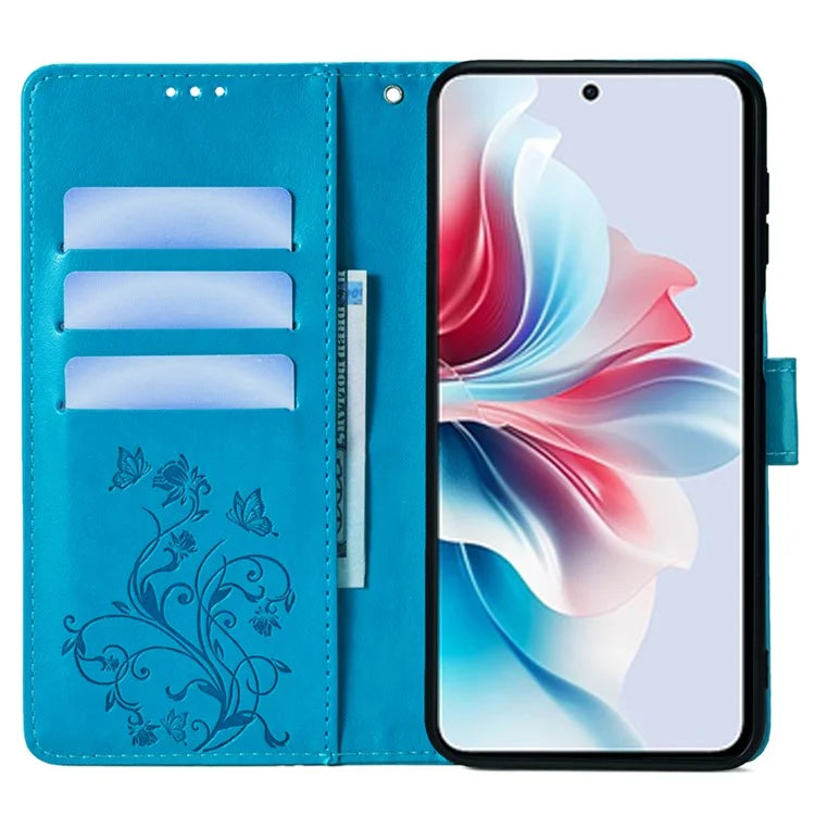 For Oppo Reno11 F 5G Case PU Leather Stand Function Butterfly Flower Pattern Phone Cover
