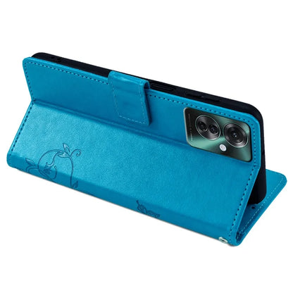 For Oppo Reno11 F 5G Case PU Leather Stand Function Butterfly Flower Pattern Phone Cover