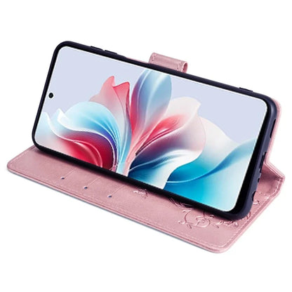 For Oppo Reno11 F 5G Case PU Leather Stand Function Butterfly Flower Pattern Phone Cover