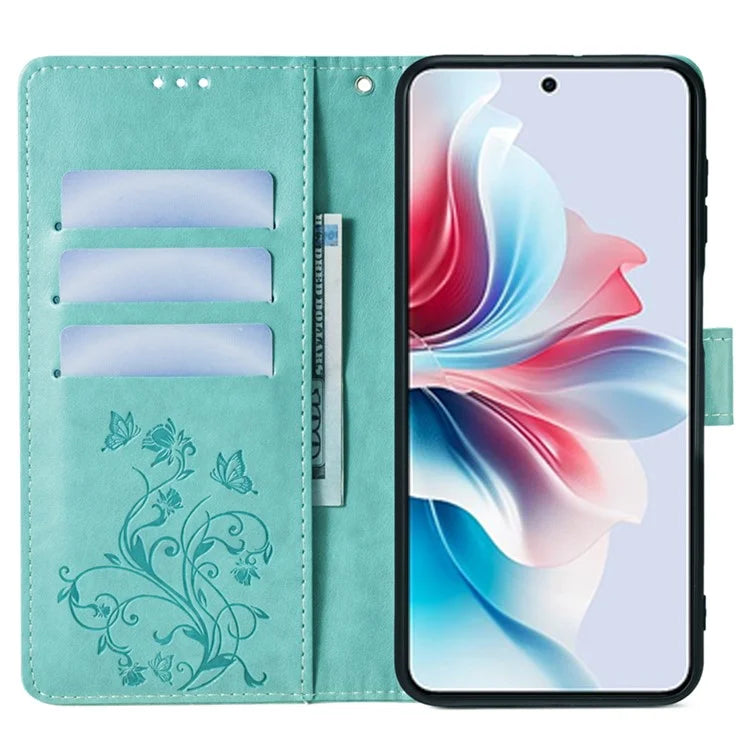 For Oppo Reno11 F 5G Case PU Leather Stand Function Butterfly Flower Pattern Phone Cover