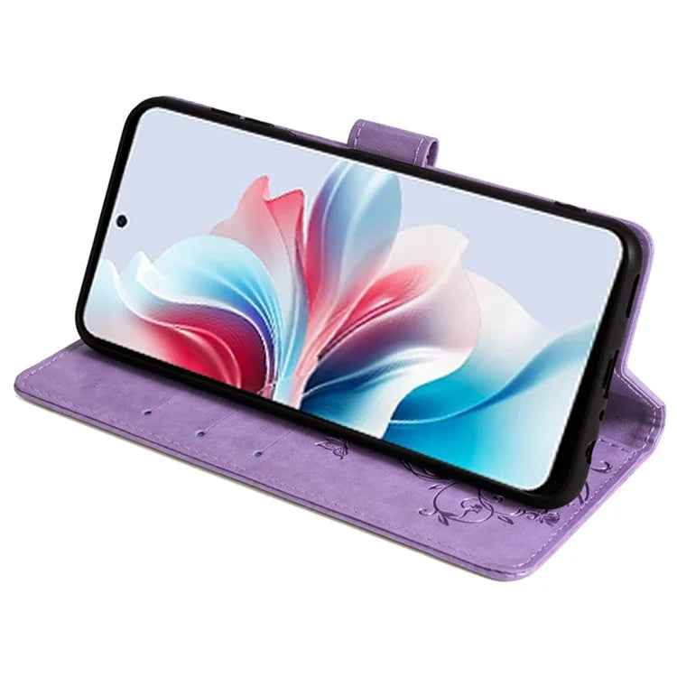 For Oppo Reno11 F 5G Case PU Leather Stand Function Butterfly Flower Pattern Phone Cover