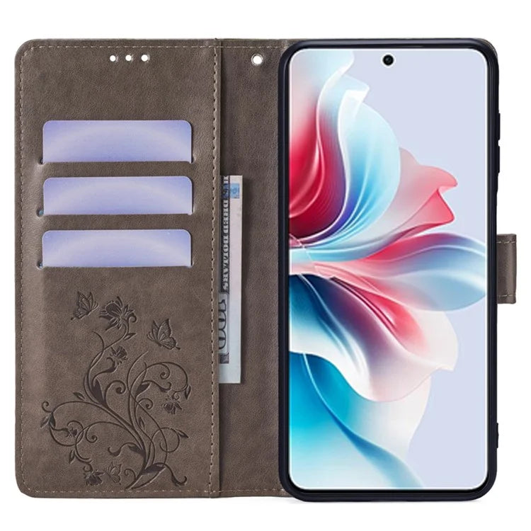 For Oppo Reno11 F 5G Case PU Leather Stand Function Butterfly Flower Pattern Phone Cover