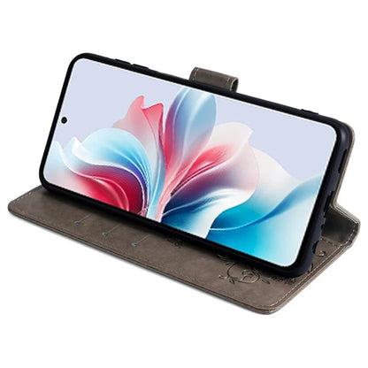 For Oppo Reno11 F 5G Case PU Leather Stand Function Butterfly Flower Pattern Phone Cover
