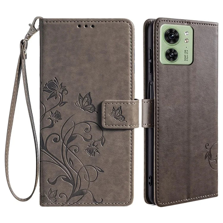 For Motorola Edge 40 5G Wallet Case PU Leather Butterfly Flower Phone Cover Online Shopping Wholesale