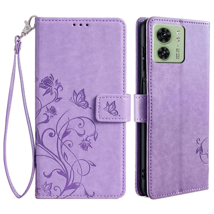 For Motorola Edge 40 5G Wallet Case PU Leather Butterfly Flower Phone Cover Online Shopping Wholesale