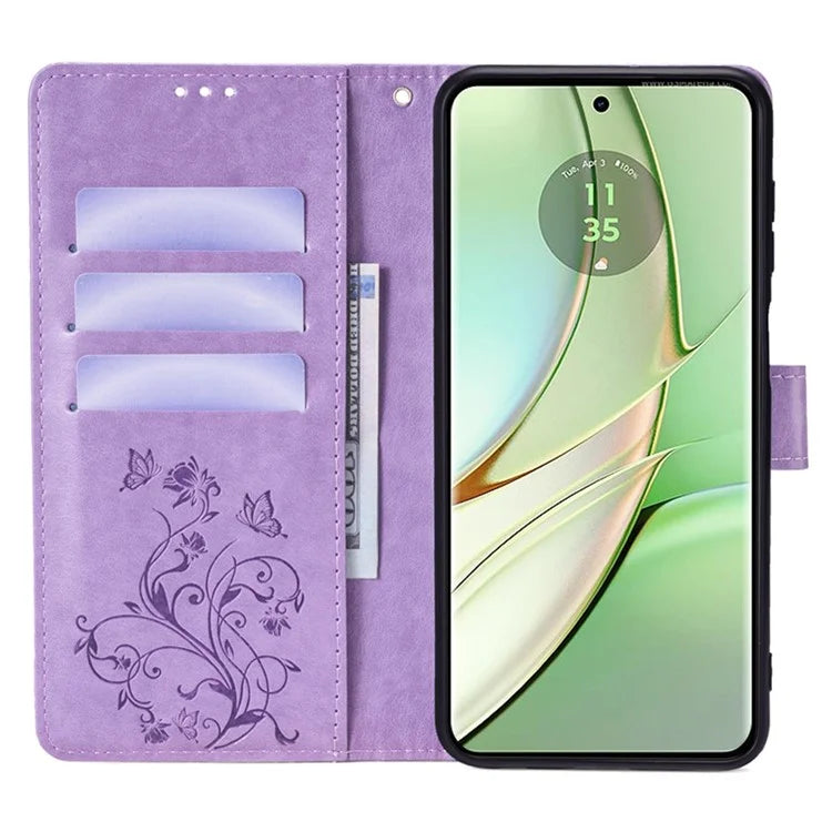 For Motorola Edge 40 5G Wallet Case PU Leather Butterfly Flower Phone Cover Online Shopping Wholesale