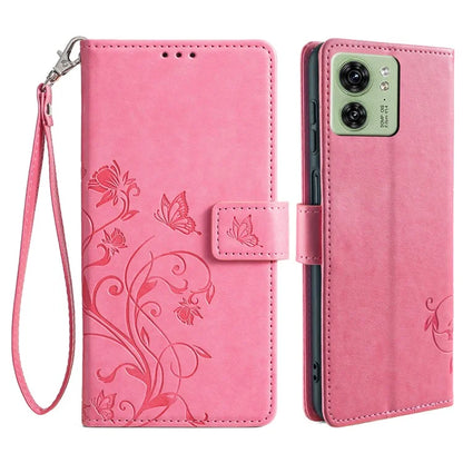 For Motorola Edge 40 5G Wallet Case PU Leather Butterfly Flower Phone Cover Online Shopping Wholesale