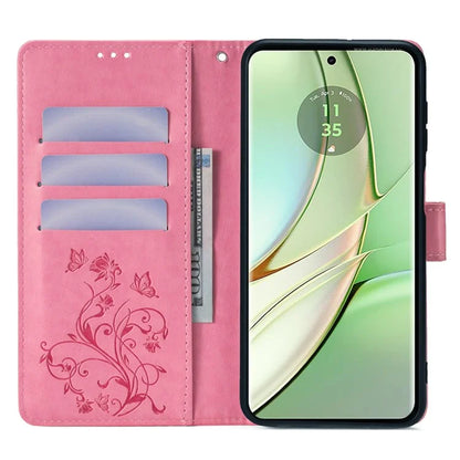 For Motorola Edge 40 5G Wallet Case PU Leather Butterfly Flower Phone Cover Online Shopping Wholesale