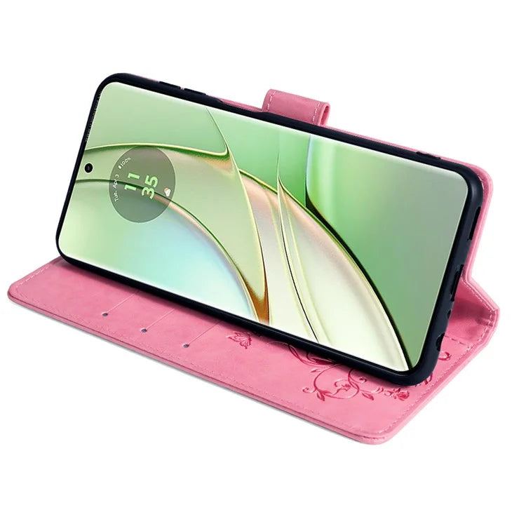 For Motorola Edge 40 5G Wallet Case PU Leather Butterfly Flower Phone Cover Online Shopping Wholesale