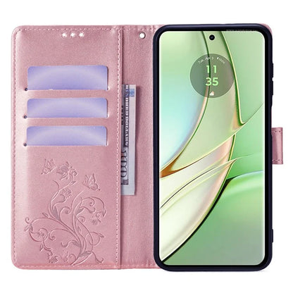 For Motorola Edge 40 5G Wallet Case PU Leather Butterfly Flower Phone Cover Online Shopping Wholesale