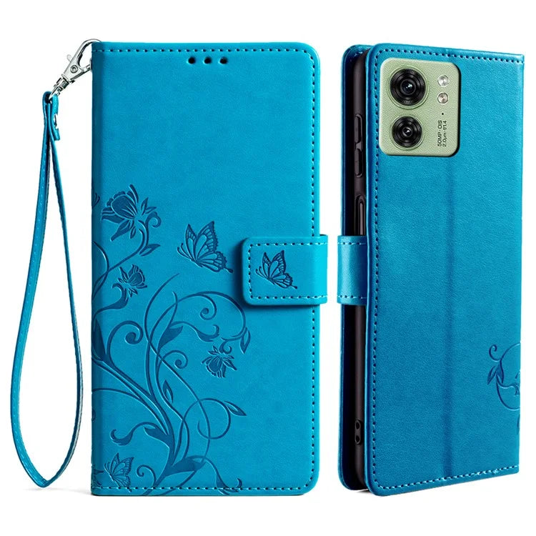 For Motorola Edge 40 5G Wallet Case PU Leather Butterfly Flower Phone Cover Online Shopping Wholesale