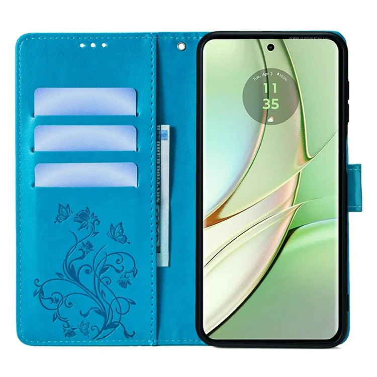 For Motorola Edge 40 5G Wallet Case PU Leather Butterfly Flower Phone Cover Online Shopping Wholesale