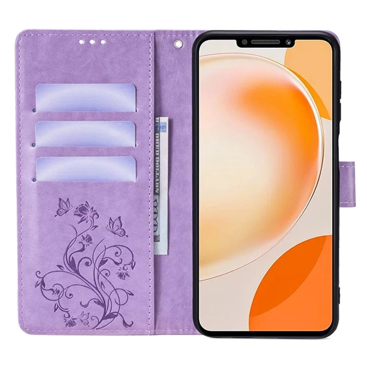 For Huawei Enjoy 60X Case PU Leather Butterfly Flower Wallet Phone Cover Mobile Spares Wholesale