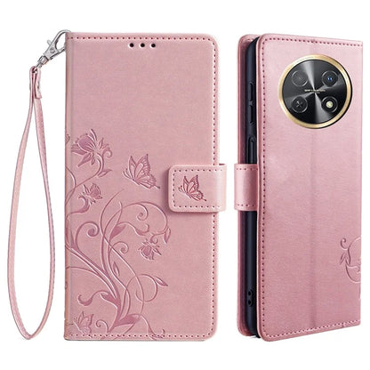 For Huawei Enjoy 60X Case PU Leather Butterfly Flower Wallet Phone Cover Mobile Spares Wholesale