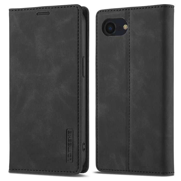LC.IMEEKE For iPhone SE (2024) Case Scratch-proof Microfiber Leather Magnetic Closing Phone Cover