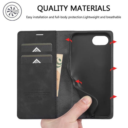 LC.IMEEKE For iPhone SE (2024) Case Scratch-proof Microfiber Leather Magnetic Closing Phone Cover