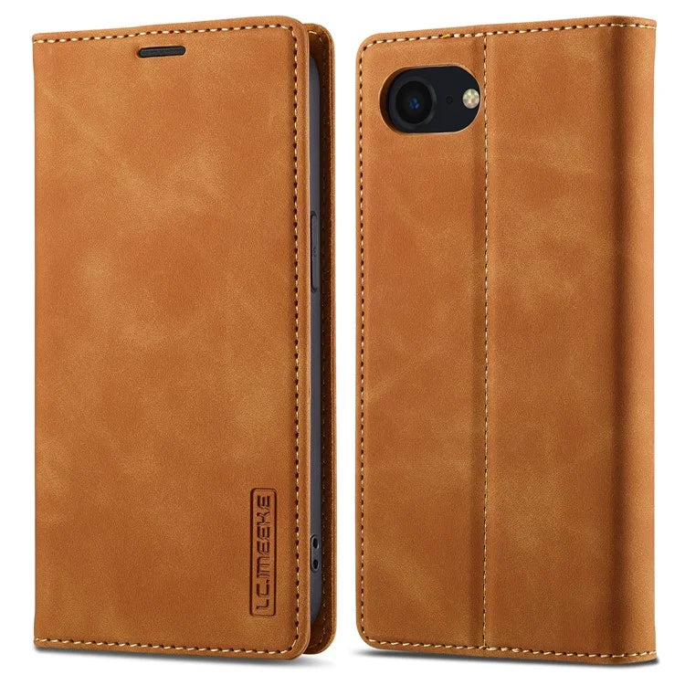 LC.IMEEKE For iPhone SE (2024) Case Scratch-proof Microfiber Leather Magnetic Closing Phone Cover