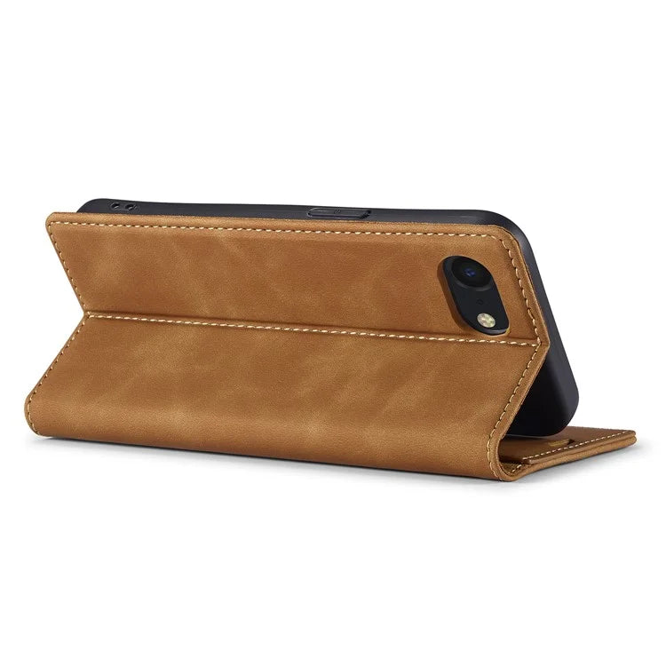 LC.IMEEKE For iPhone SE (2024) Case Scratch-proof Microfiber Leather Magnetic Closing Phone Cover