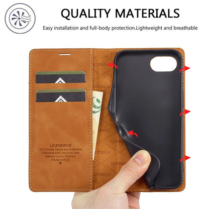LC.IMEEKE For iPhone SE (2024) Case Scratch-proof Microfiber Leather Magnetic Closing Phone Cover