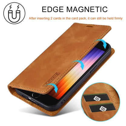 LC.IMEEKE For iPhone SE (2024) Case Scratch-proof Microfiber Leather Magnetic Closing Phone Cover