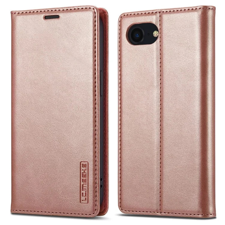 LC.IMEEKE For iPhone SE (2024) Case Scratch-proof Microfiber Leather Magnetic Closing Phone Cover