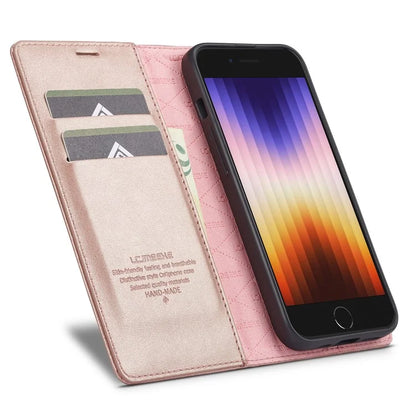LC.IMEEKE For iPhone SE (2024) Case Scratch-proof Microfiber Leather Magnetic Closing Phone Cover