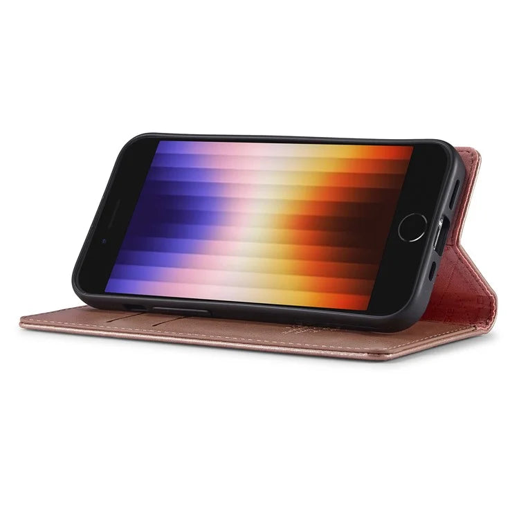 LC.IMEEKE For iPhone SE (2024) Case Scratch-proof Microfiber Leather Magnetic Closing Phone Cover