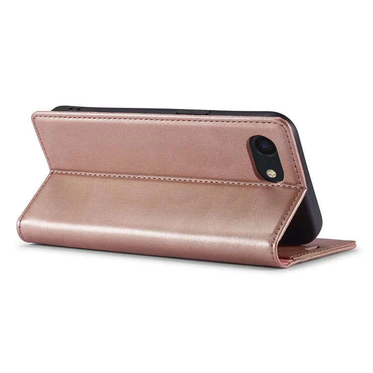 LC.IMEEKE For iPhone SE (2024) Case Scratch-proof Microfiber Leather Magnetic Closing Phone Cover