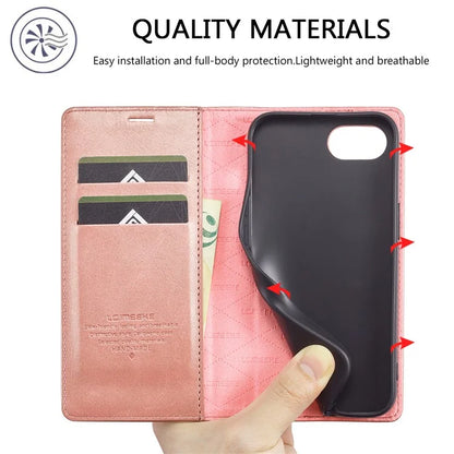 LC.IMEEKE For iPhone SE (2024) Case Scratch-proof Microfiber Leather Magnetic Closing Phone Cover