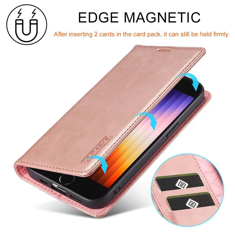 LC.IMEEKE For iPhone SE (2024) Case Scratch-proof Microfiber Leather Magnetic Closing Phone Cover