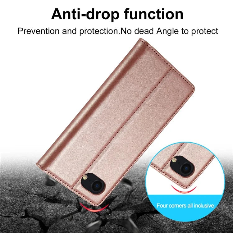 LC.IMEEKE For iPhone SE (2024) Case Scratch-proof Microfiber Leather Magnetic Closing Phone Cover